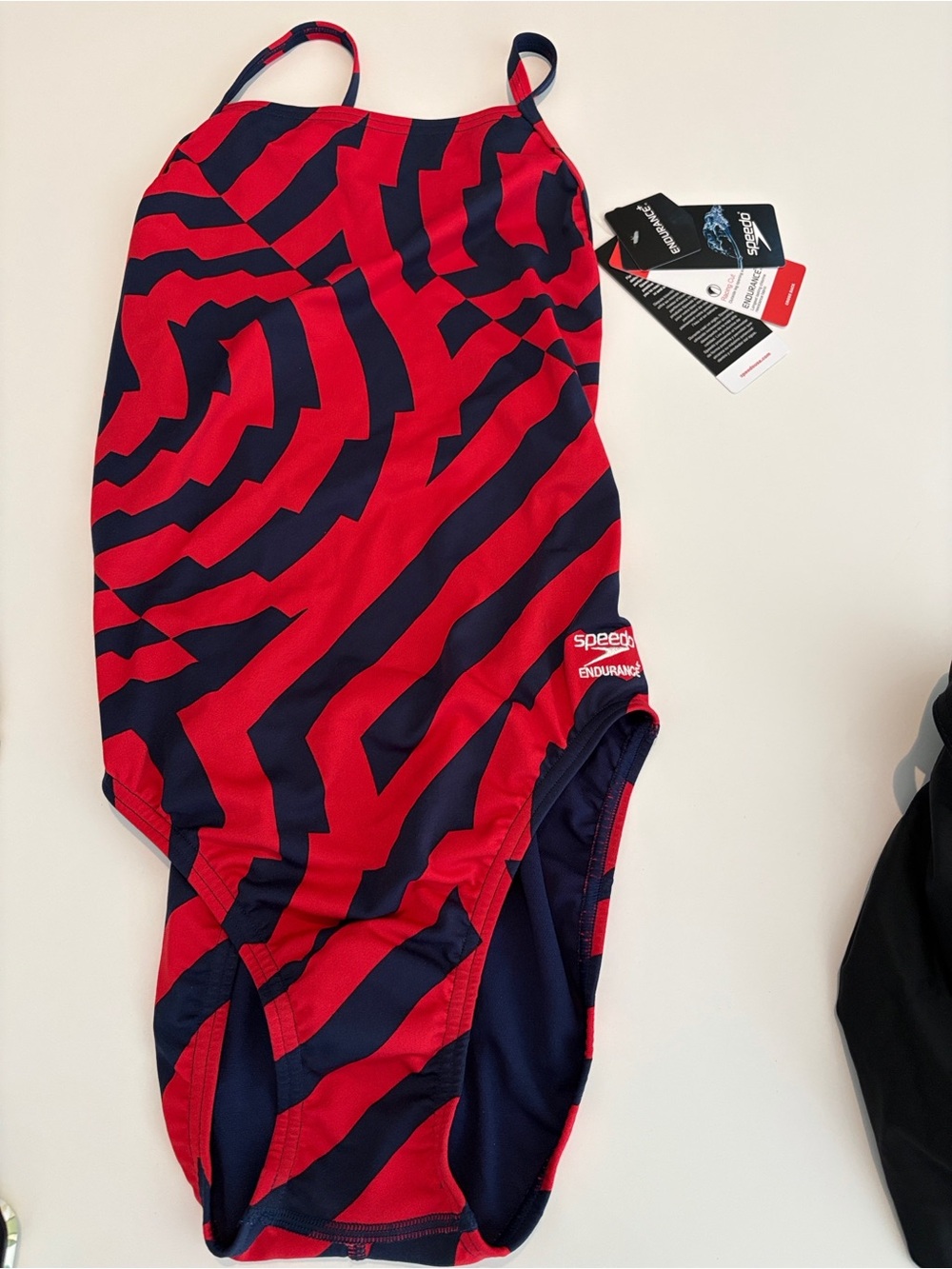 Speedo Red and Navy Blue One-Piece Swimsuit